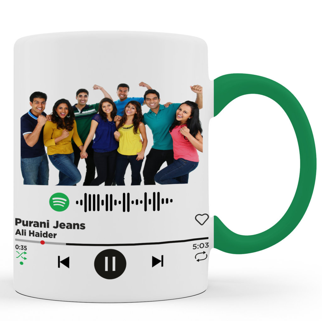 Personalised Mugs | Spotify | For Friends or on Friendship Day Customized Gift Mug | Purani Jeans | 325 Ml. 
